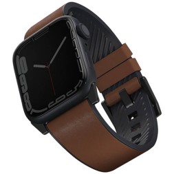 Ремешок Uniq Straden Waterproof Leather/Silicone для Apple Watch 42-44-45-49 мм, коричневый