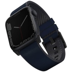 Ремешок Uniq Straden Waterproof Leather/Silicone для Apple Watch 42-44-45-49 мм, синий