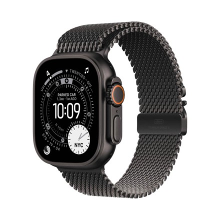 Часы Apple Watch Ultra 3, 49 mm, Titanium Milanese Loop (титановый черный) размер M