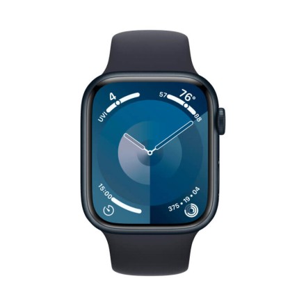 Часы Apple Watch Series 9, 45 мм спортивный ремешок (тёмная ночь), размер S/M