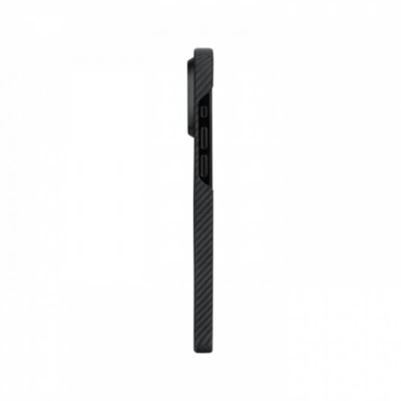 Чехол для iPhone 15 Plus Pitaka Fusion Weaving MagEZ Case 4 Overture кевлар (черно-серый)